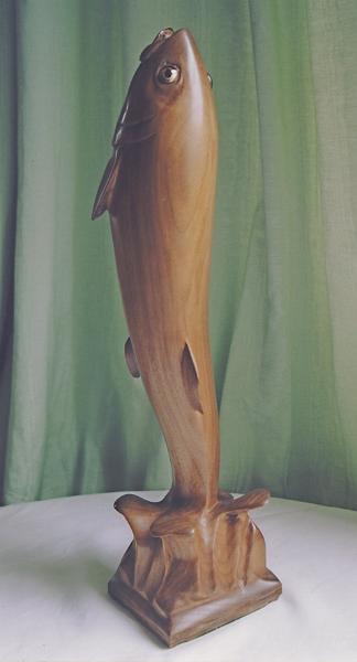 Trout.jpg - "Trout" - by Colin Etherington Walnut - 18" high